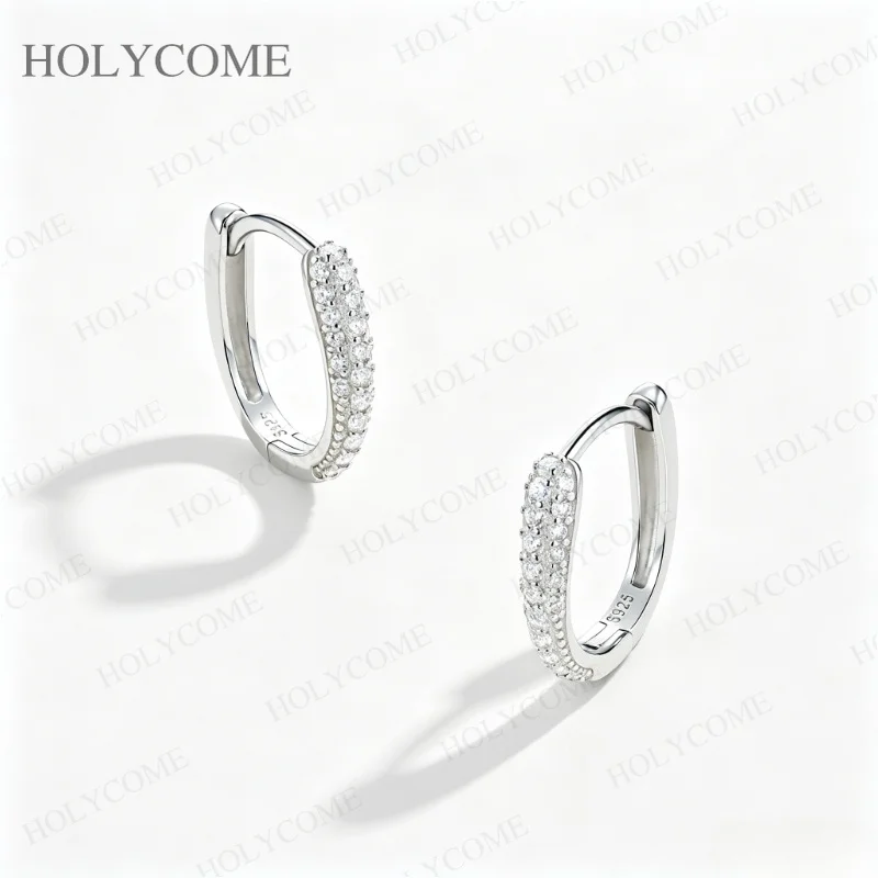 925 Sterling Silber Moissanit Creolen für Damen und Mädchen, Neueste Luxuriöse Romantische Ohrringe, Modeschmuck Geschenke – Detail 5