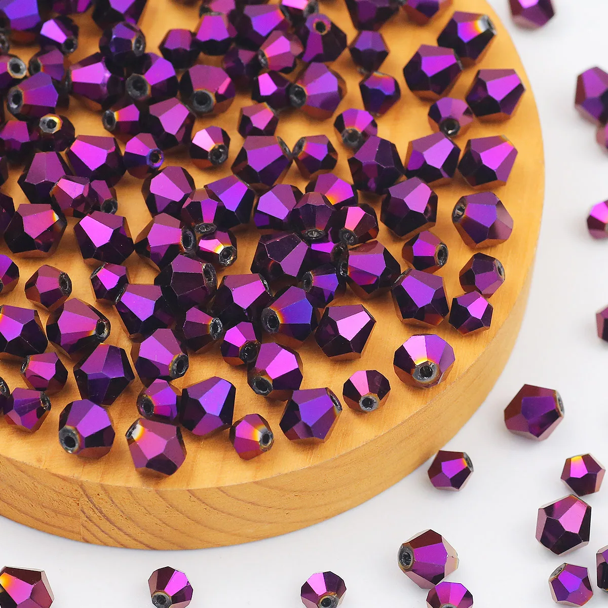 3/4/6/8mm Bicone Purple Austrian Crystals Glass Loose Spacer Beads For Jewelry Making Bracelet Necklace Earrings DIY Accessories