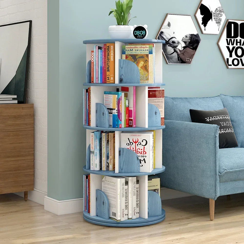 New Modern Bookcase Room Simple Household Space-saving Storage Revolving Round Children Bookshelf Rotating Balda Home Furniture