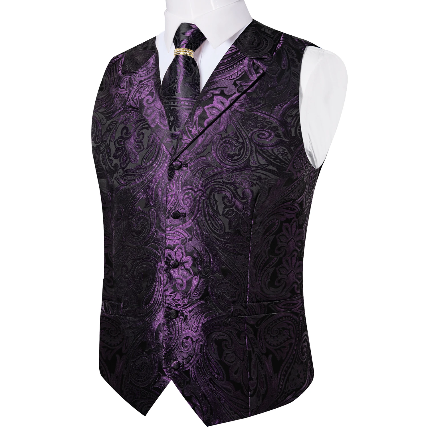 Purple Notch Lapel Paisley Wai - Formal Vest Waistcoat review and price