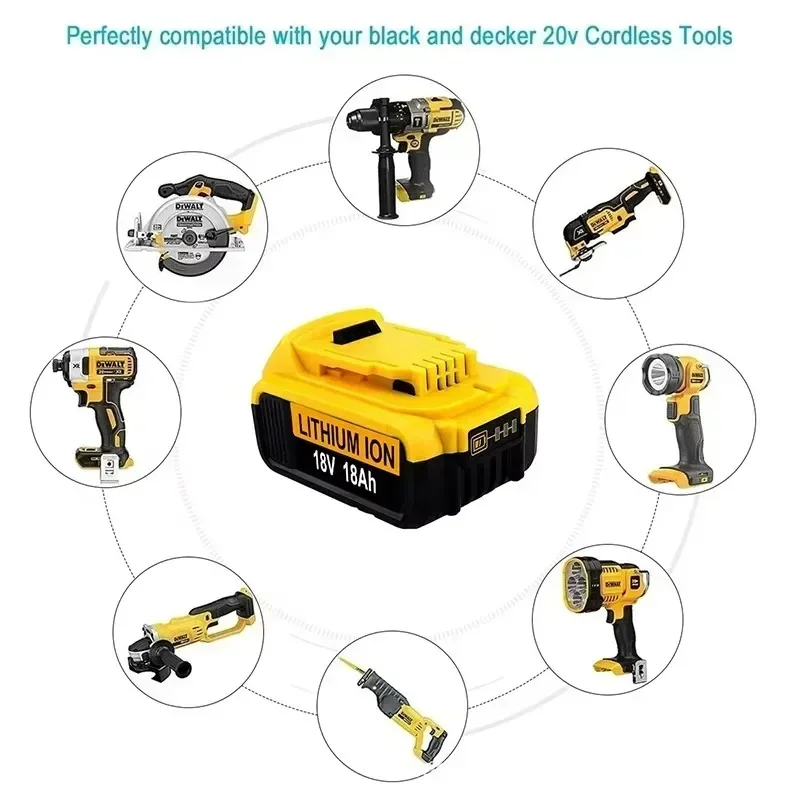Pro Dewalt 18V 12.0Ah dobíjecí baterie pro Dewalt akušroubovák, vrtačku, šroubovák, rázový akumulátor DCB200 DCD790 - náhled 5