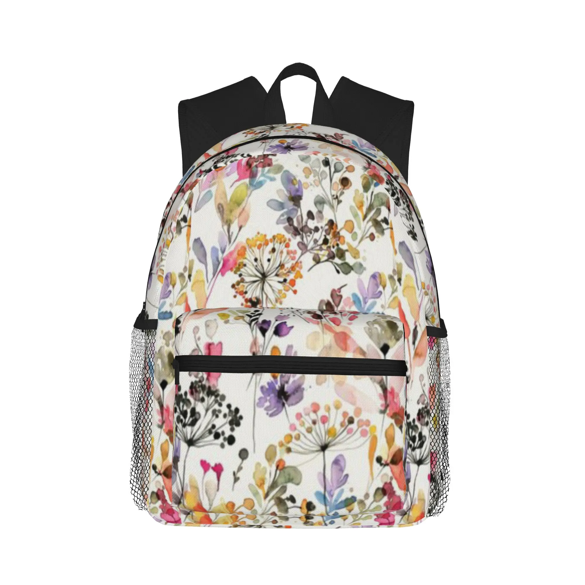 Wild Flowers and Plants Watercolor - Wild Nature Botanical Print  Casual Backpack for Students and Adults Bags