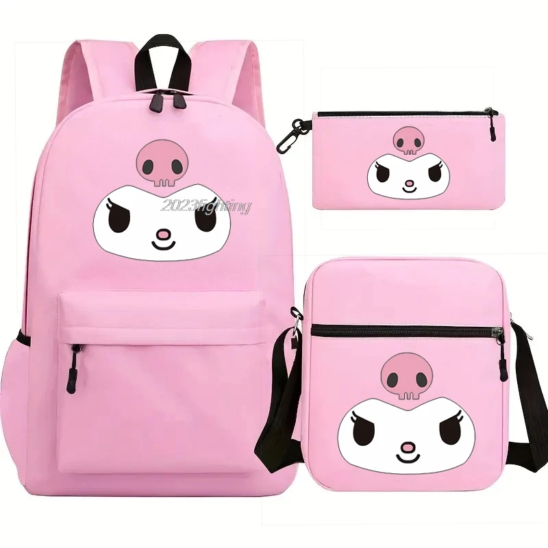 Lovely Kuromi Backpacks Student Boys Girls Schoolbag Colorful Backpack with Shoulder BagTeenager Cartoon School Bookbag