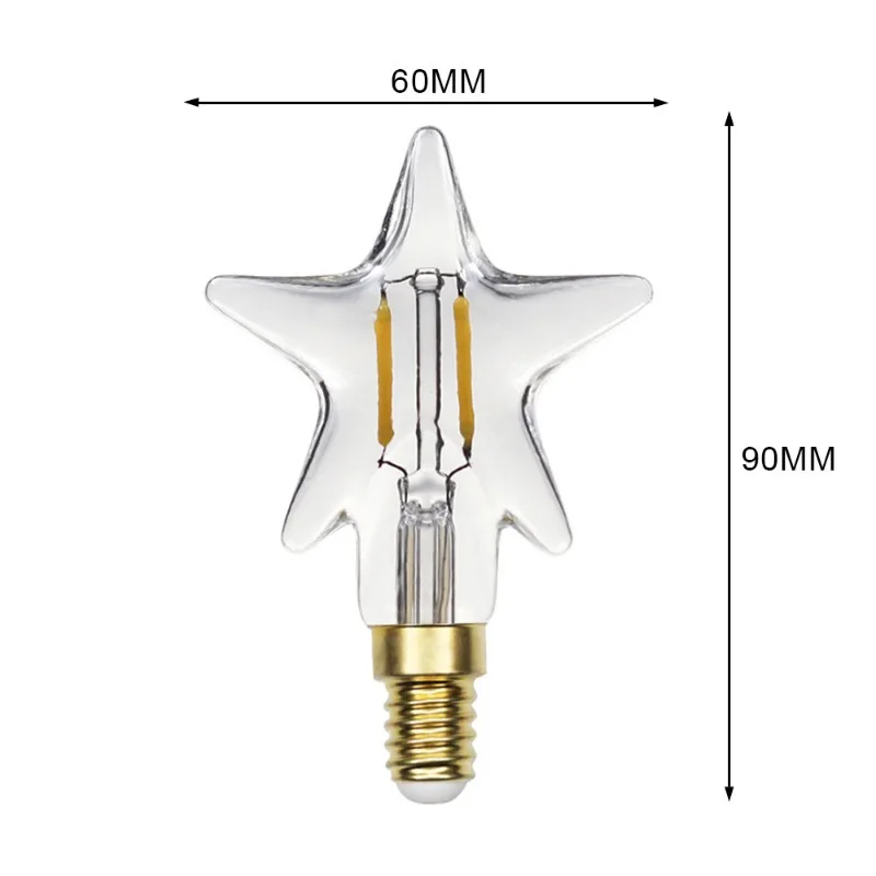 غير عكس الضوء 2700 كيلو 1.8 واط خمس نجوم LED خيوط لينة اديسون لمبة E14 الرجعية التنغستن المتوهجة ضوء لمبة مصباح كلاسيكي للديكور