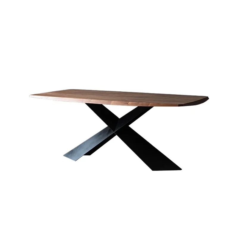 

~Black walnut dining table, light luxury office conference desk, wrought iron home rectangular dining table