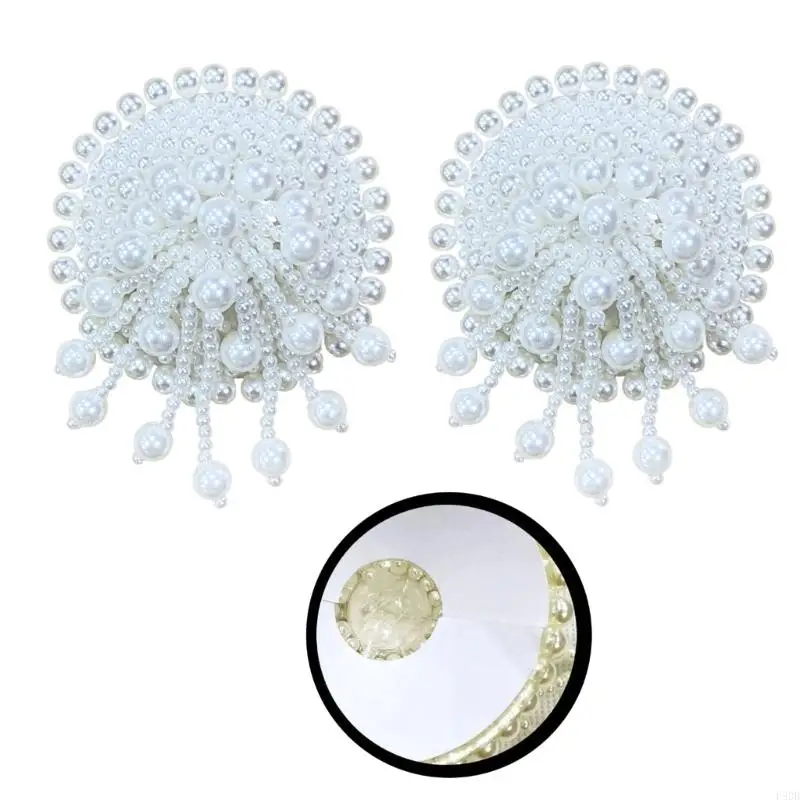 P8DB Pearl Fringed Pasties Stickys Bras Nipple Cover Reusable Pasty Breast