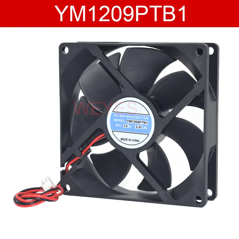 Genuine New For  YM1209PTB1 DC 12V 0.25A 92x92x25mm 2-Wire Server Cooling Fan