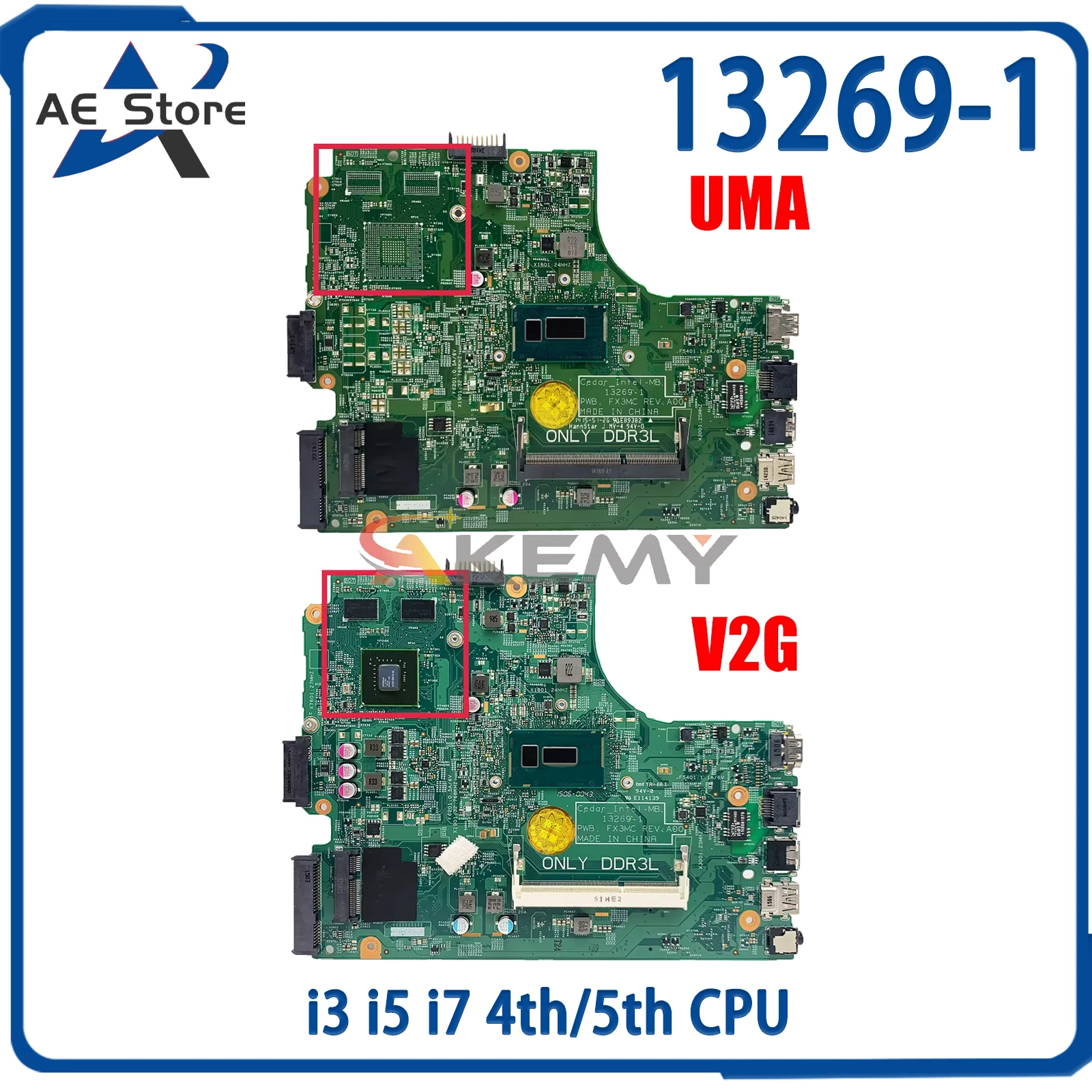 

AE 13269-1 Mainboard For Dell Inspiron 3443 3543 3542 CN-0CW5N0 0CW5N0 Laptop Motherboard FX3MC With i3 i5 i7 4th/5th CPU