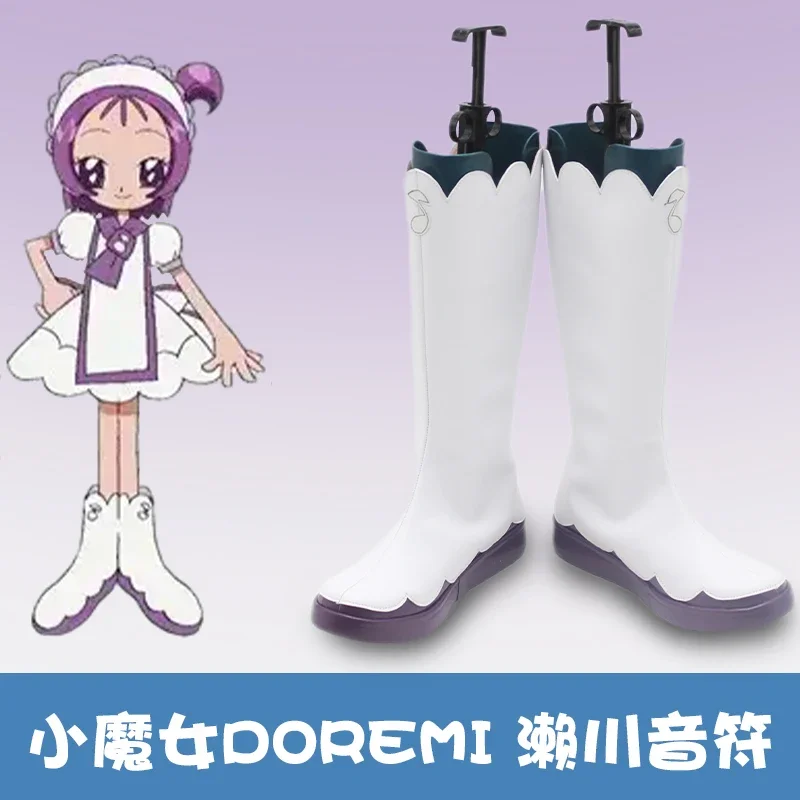 FC6Anime Onpu Doremi Cosplay Shoes White Purple Long Boots Women Men Halloween Role Play Shoes Prop@FC8！