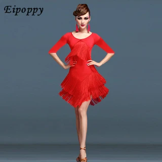 성인 원피스 슬림 태슬 운동복, 라틴 댄스 의류