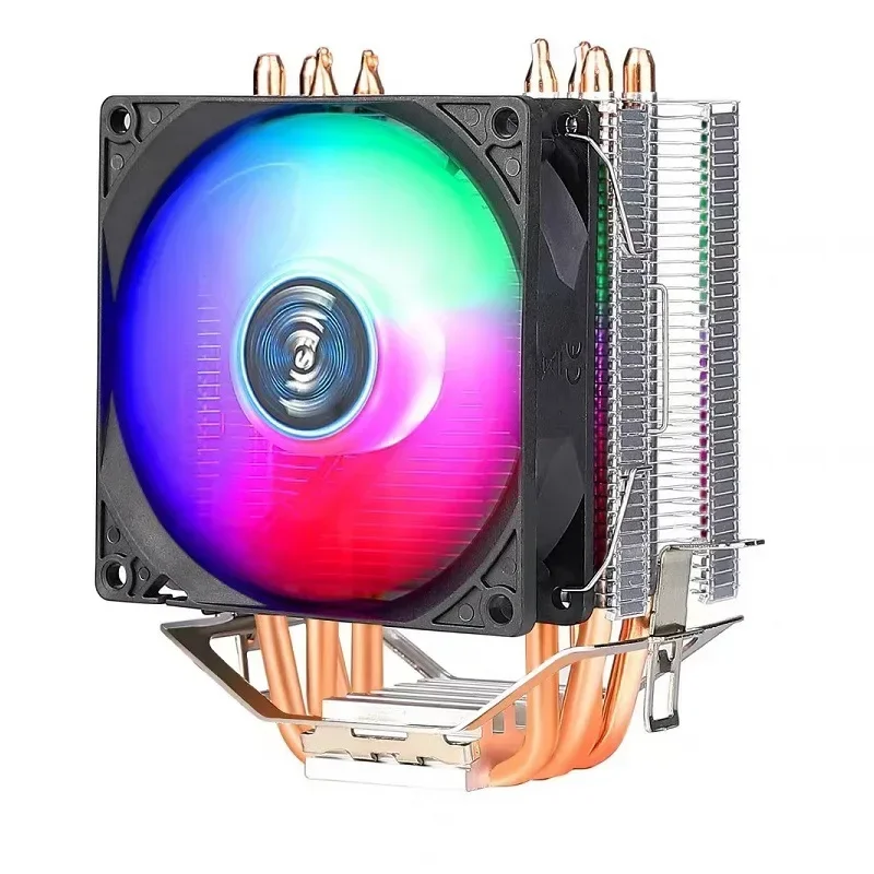 RGB CPU Rainbow Lighting Cpu Fan For Intel LGA775/1150/1151/1155/1156/1200 With Rainbow Lighting 2 Heat Pipes New