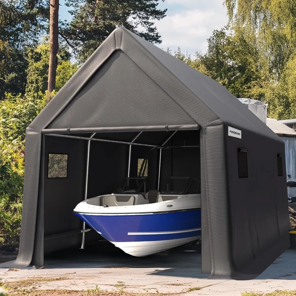 10' X 15' Anti-Snow Carport，Full-Size Truck，Instant Garage Car Canopy with Reinforced Ground Bars，Storage Shed Carport