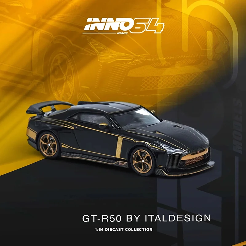 PreSale INNO 1:64 GTR R50 ITALDESIGN Black Diecast Diorama Car Model Collection Miniature Toys