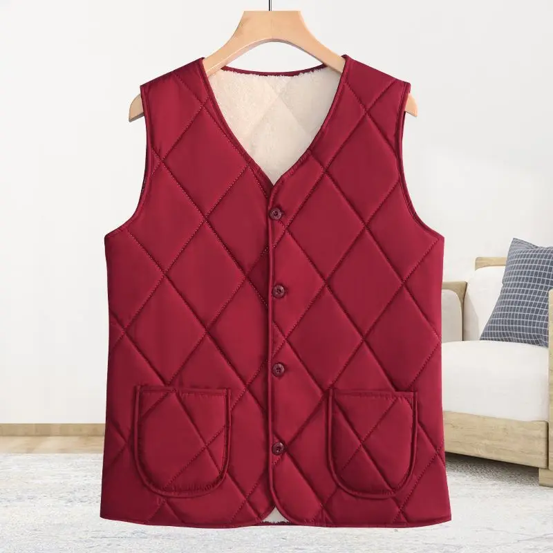 Women Autumn Winter Vests Windproof Vest Fleece-Lined Thick Warm Fashion Slim Vest Cold-Resistant Padded Jacket Waistcoat New