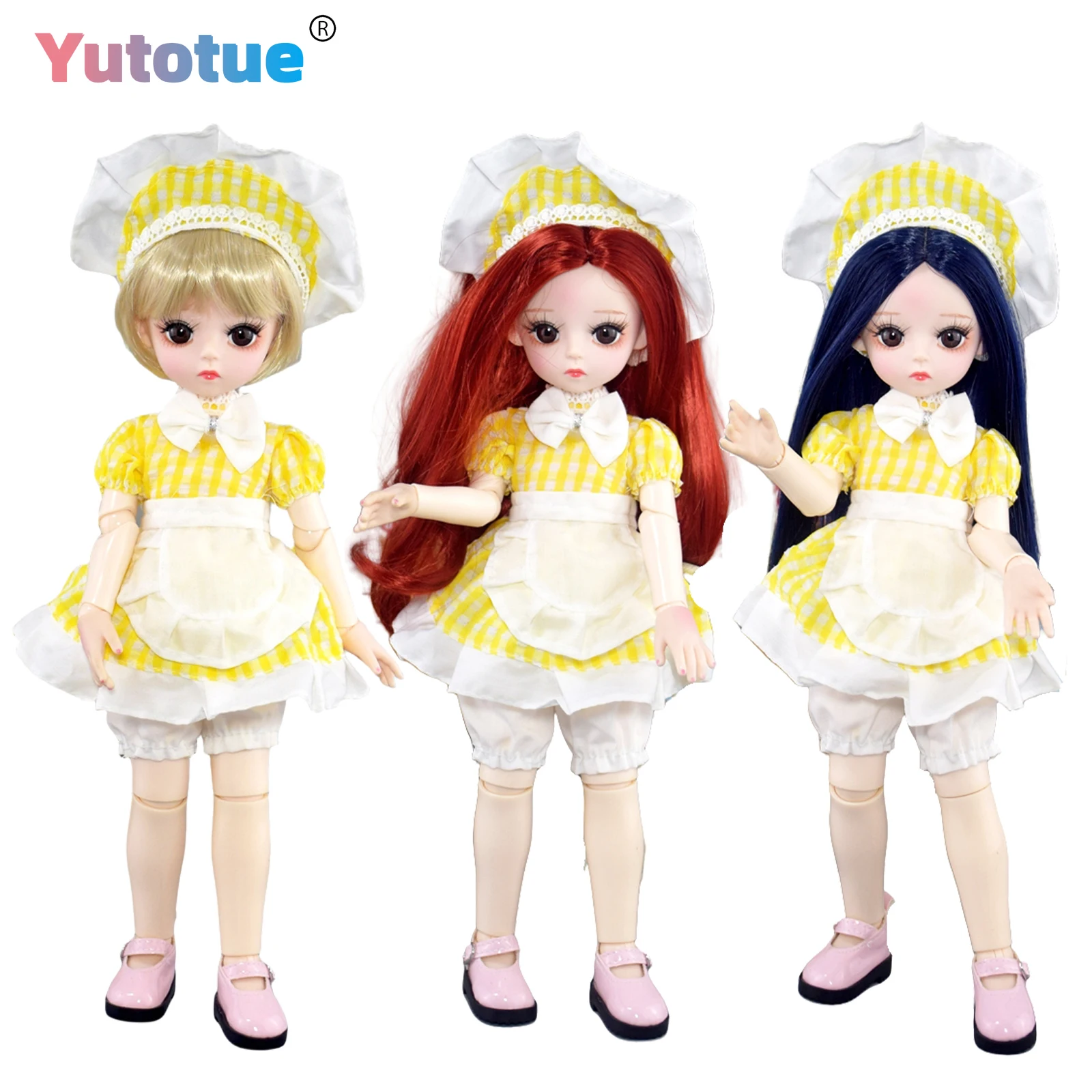 

YUTOTUE 12 inch Height Girl Doll Cute Toy Joints Body and Clothes Shoes Wig Assemble Completed Kids Gift
