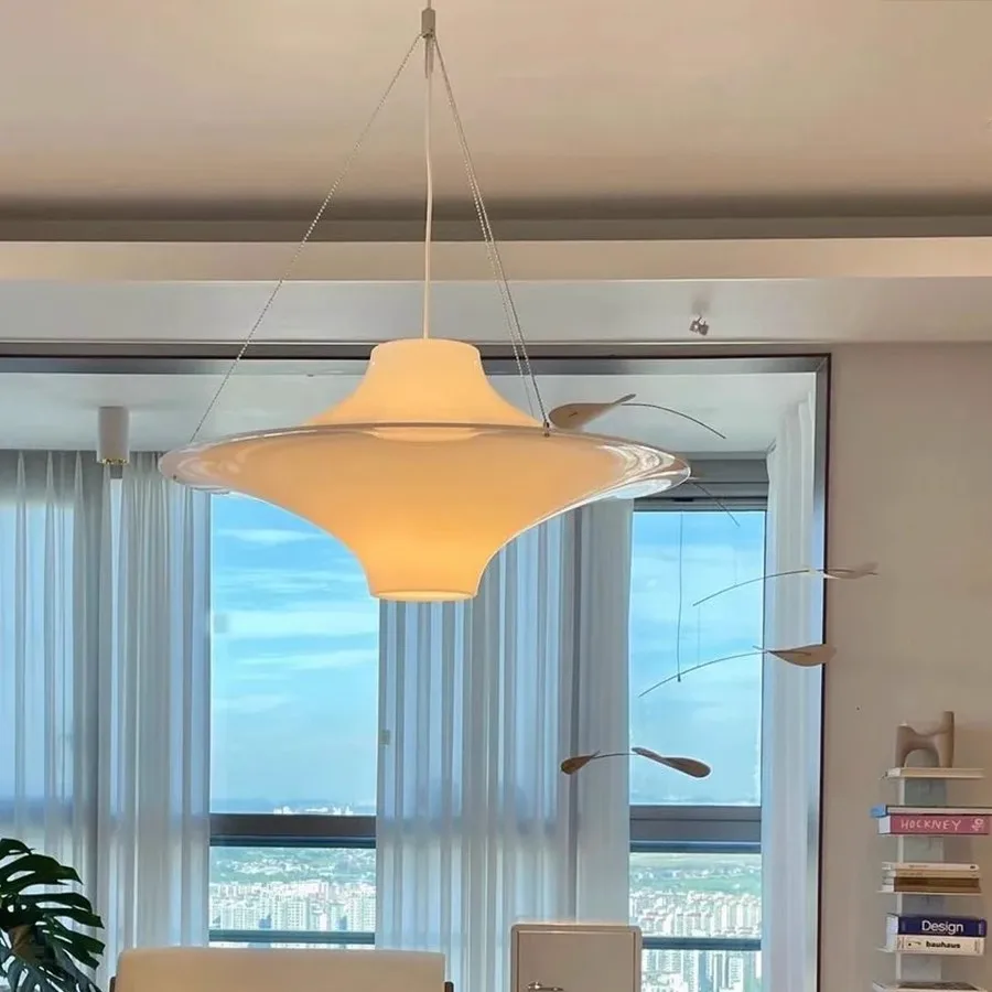 

Middle aged cream style chandelier Bauhaus Nordic creative restaurant dining table study protection UFO lamp atmosphere light