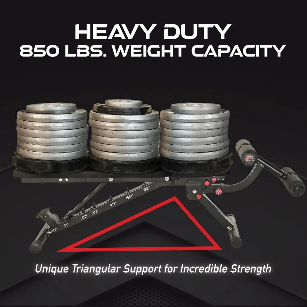 Fitness Reality 2000 Super Max XL مقعد وزن قابل للتعديل لتدريب القوة الشاملة مع أوضاع المنحدر والمنفصلة