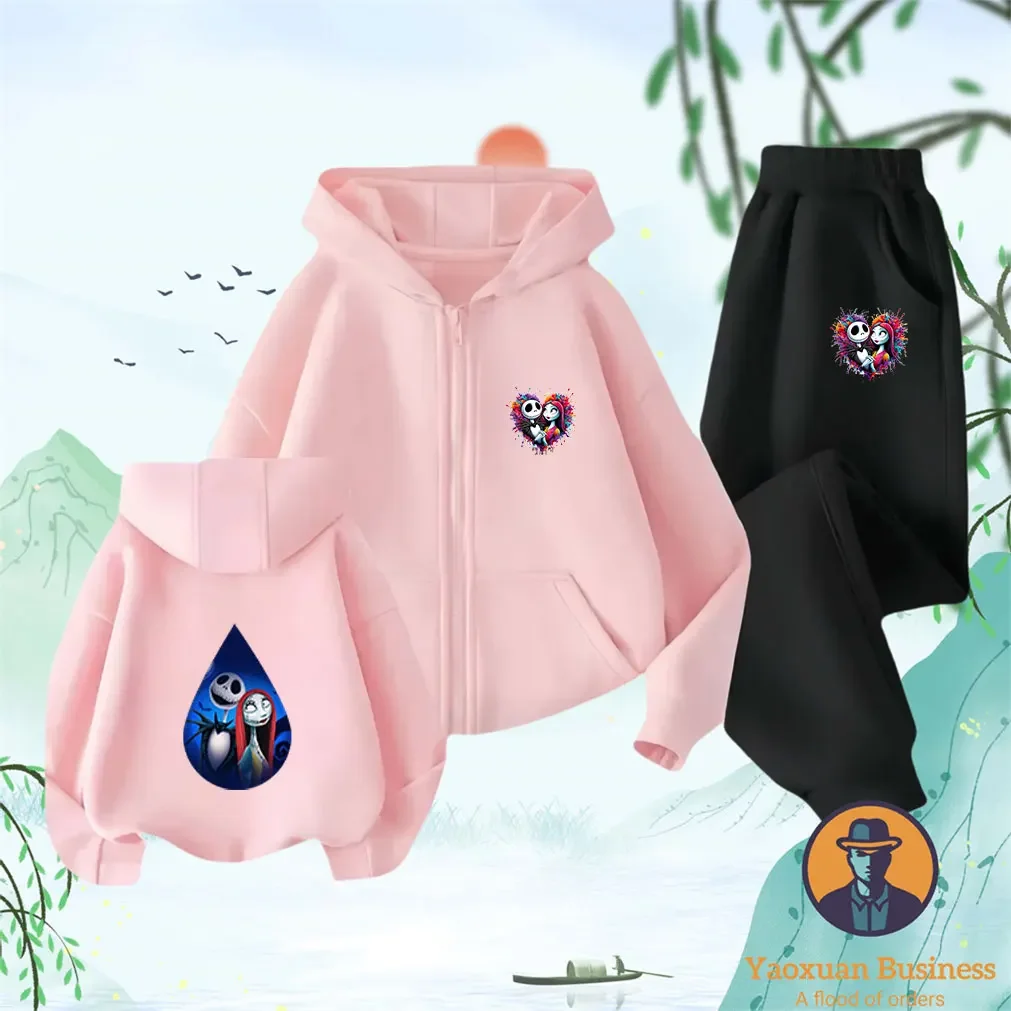 العصرية 2025 كابوس الاطفال قبل عيد الميلاد Oogie Boogie زمم هوديي مجموعة الحرارية صوف مبطن معطف الخريف