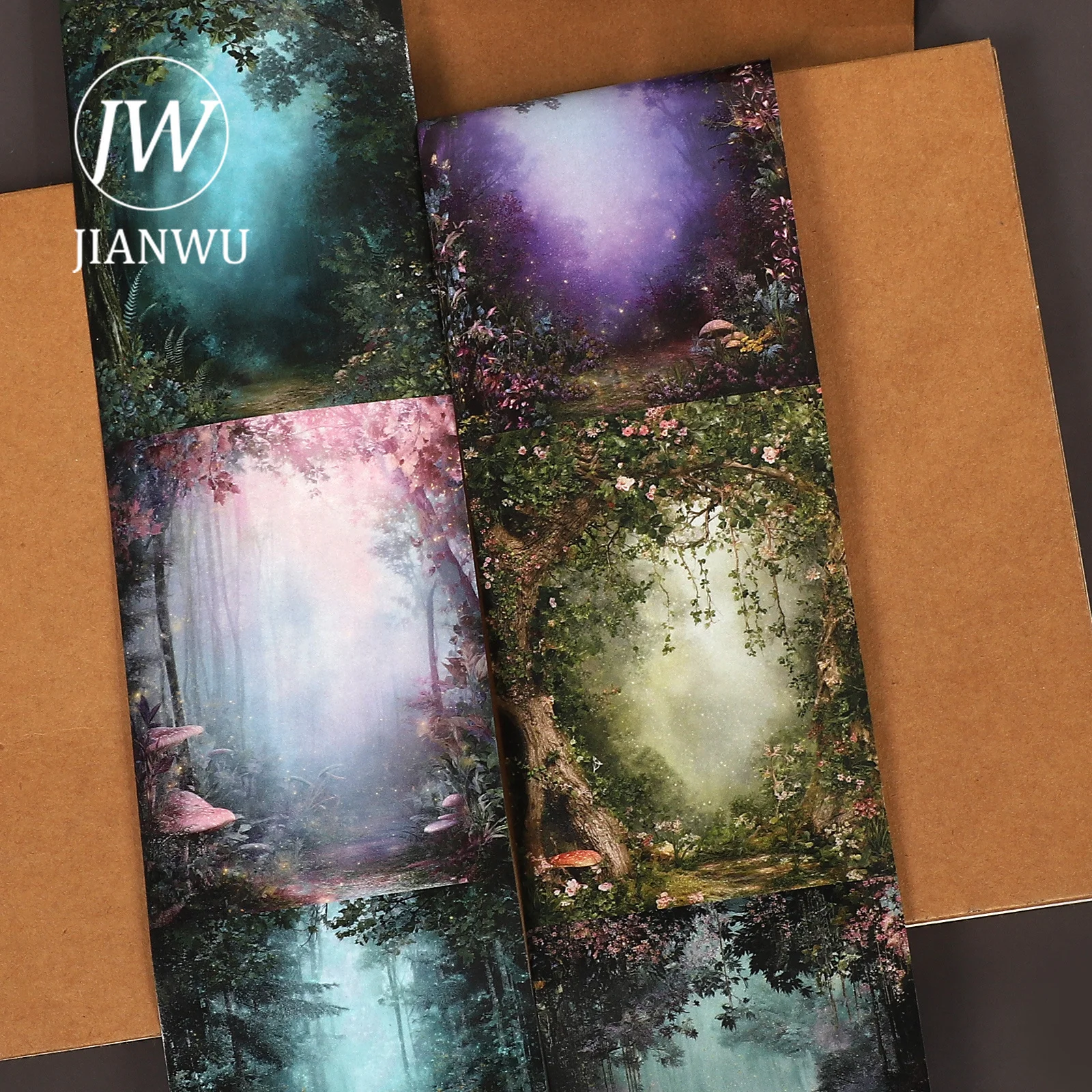 JIANWU 80mm*215cm Vintage Magic Forest Border Landscape Material Collage Scrapbooking Washi Tape Creative DIY Journal Stationery