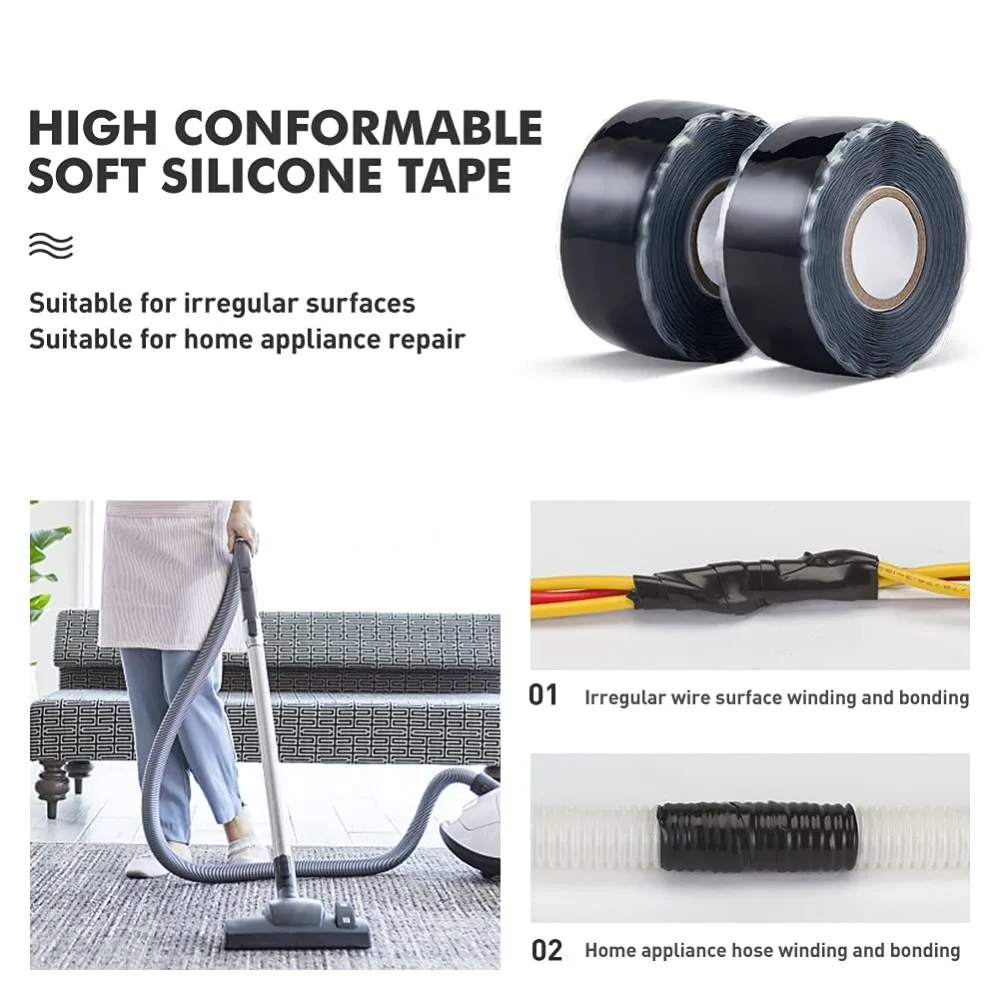 Seal Self Fusing Silicone Tape Weatherproof Self Fusing Silicone Sealing Tape for Emergency Pipeline Repair Bandage/Tool Fixing image 3