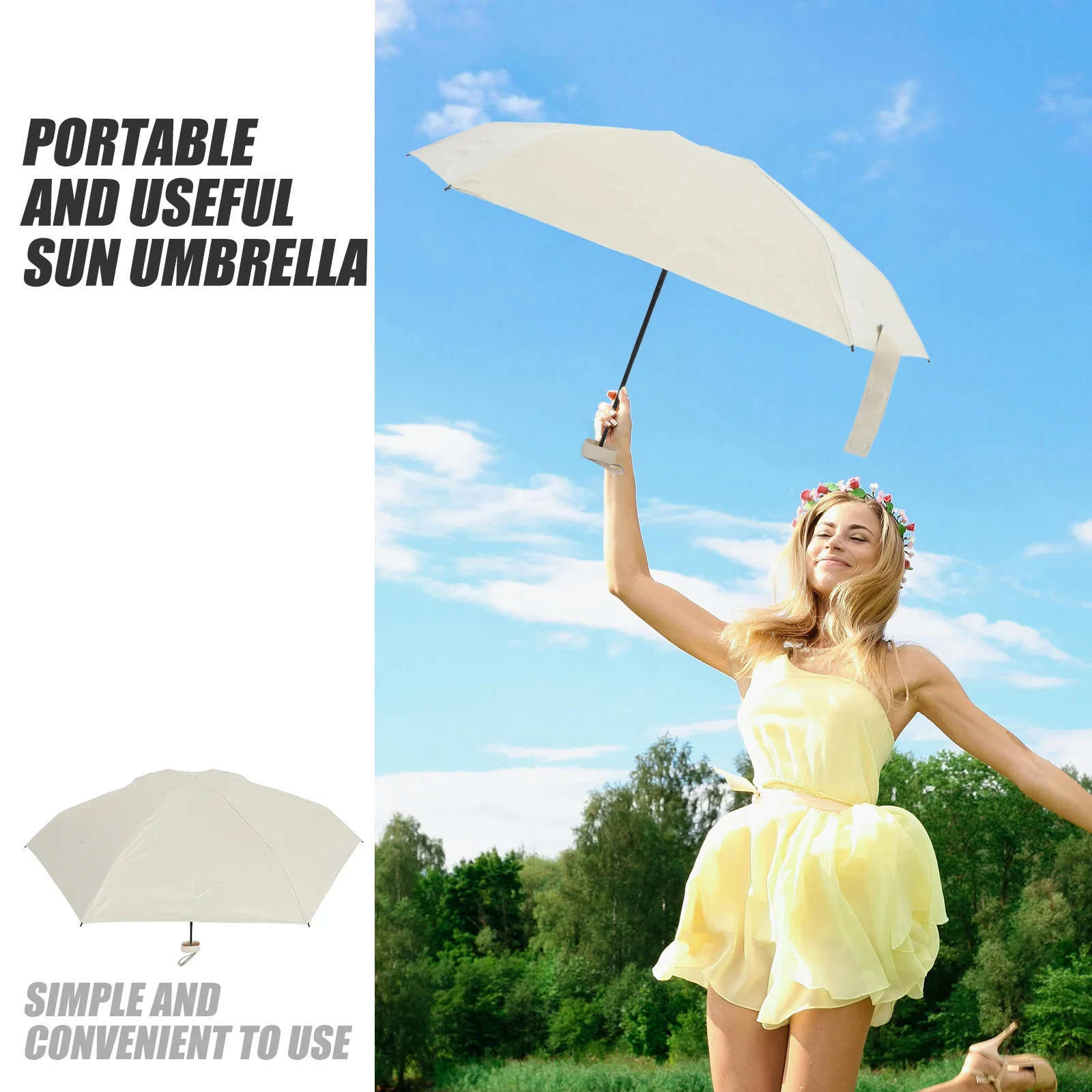 

Small Sun Umbrella Portable Uv Protection Compact Lightweight Folding Design for Travel Women Sun Umbrella Cute Umbrella,
