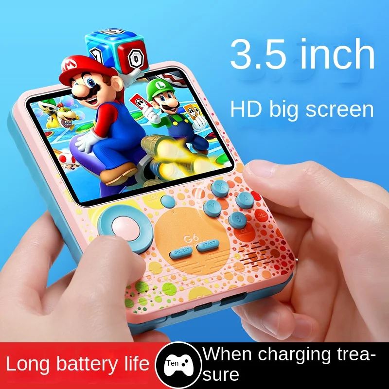 G6 Handheld Game Console Colorful Macaron 6000 MA Children 666-in-One 3.5-Inch Color Screen