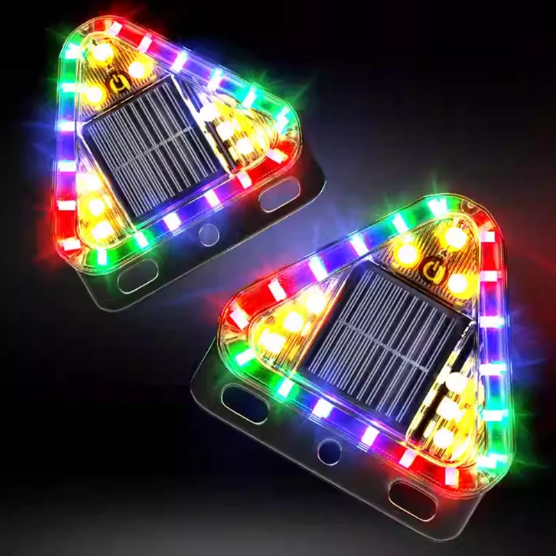 Solar powered rear end collision warning for trucks, flashing lights for night parking, LED flashing strong lights