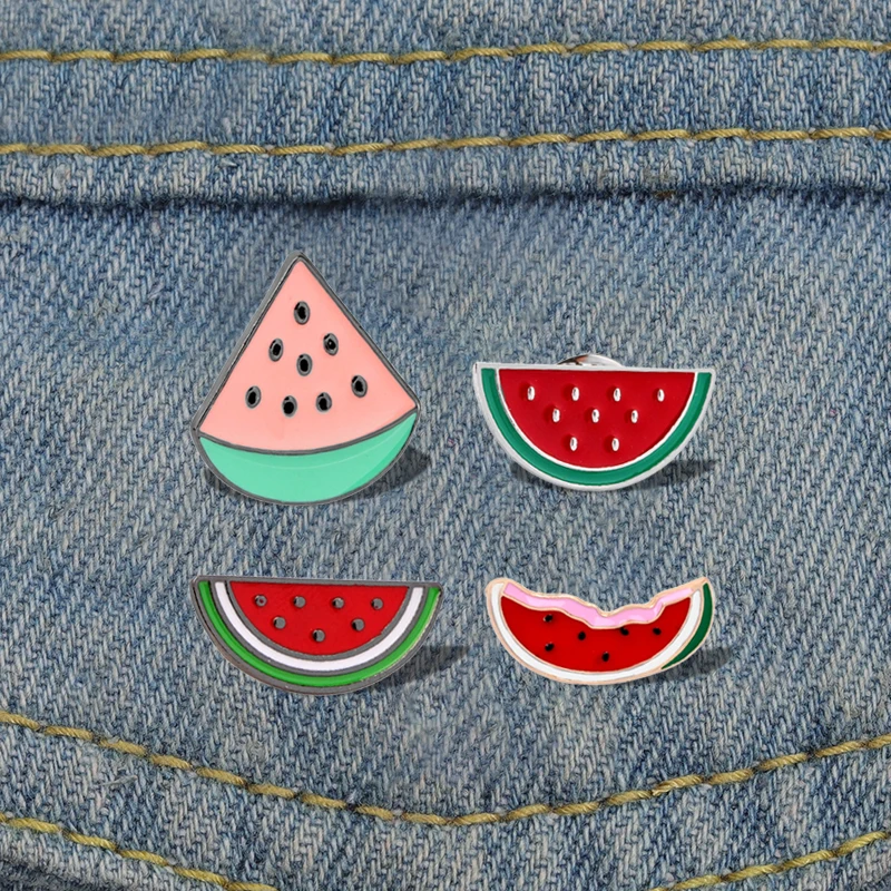 Hot Summer Cute Watermelon Enamel Pins Kids Cartoon Fruit Brooches Women Bag Decoration Badges Women Lapel Pins Jewelry Gift New