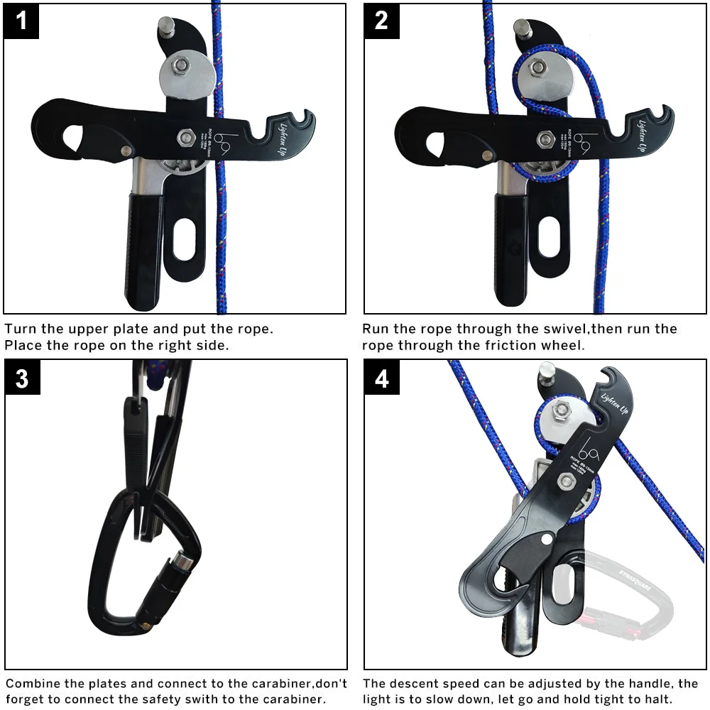 25KN equipo de rappel para árbol trepador, equipo de caída de espeleología para cuerdas, 0,35 ~ 0,5 pulgadas