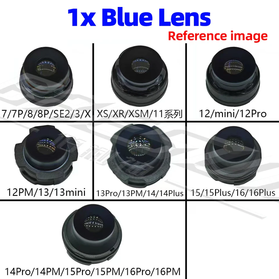 Para lente principal trasera azul en Phone X/12/13 Max y 14 Pro/15 16 17proMax, reparación de defectos cosméticos de lente o reemplazo 2