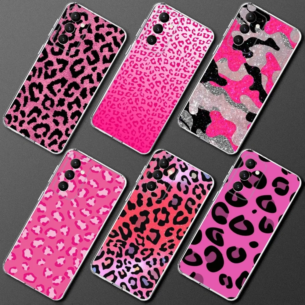 

Pink Leopard Print Phone Case Silicone Case For Samsung S30,S23,S21,S22,S20 Ultra,S20 FE lite,S10,S9,S8 PIus Cover Clear