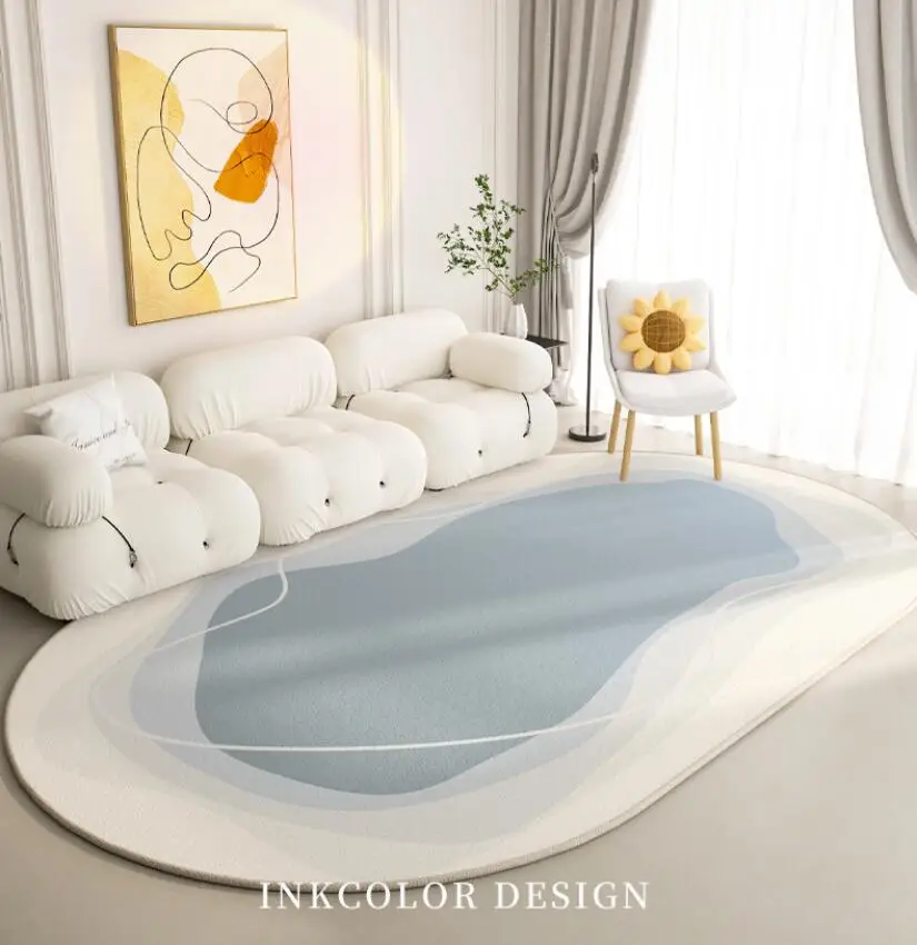 Fluffy Plush Irregular Oval Large Area Rug Thickening Living Room Carpets Bedroom Fleece Mat Home Decoration Lounge Sofa Rug