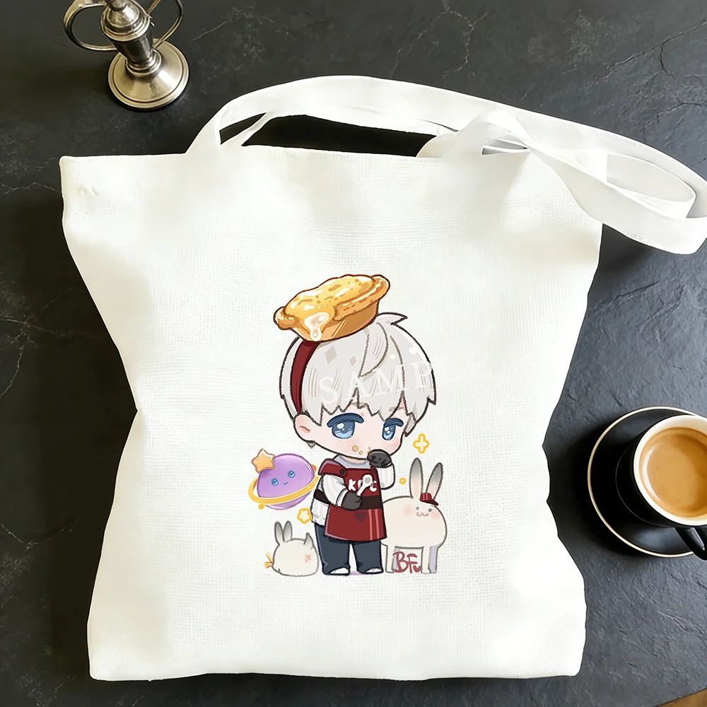 

Сумка-шоппер из холщовой ткани с принтом Love and Deepspace Xavier Cute Egg Tart, 30x35/35x40 см, аниме, косплей, Шэнь Синхуэй, мультяшная сумка, подарок для фанатов