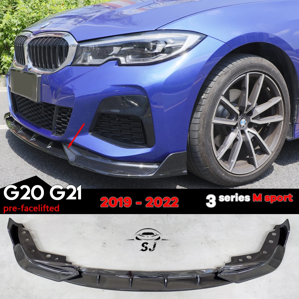 G20 Pre-LCI 3PCS Gloss Black Front Lip Bumper Splitter for BMW 3 Series Pre-facelifted G20 Sedan G21 Wagon 318i 320d 330i M340i