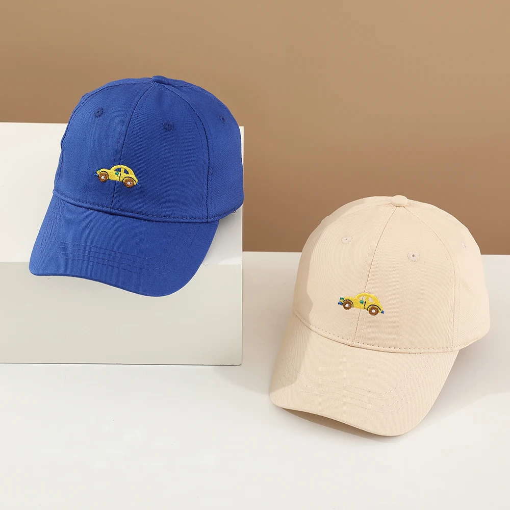 Spring and Autumn Children's Baseball Hat Cartoon Car Embroidery Boys' Outdoor Sunshade Duck Tongue Hat 3 to 8 Years Old