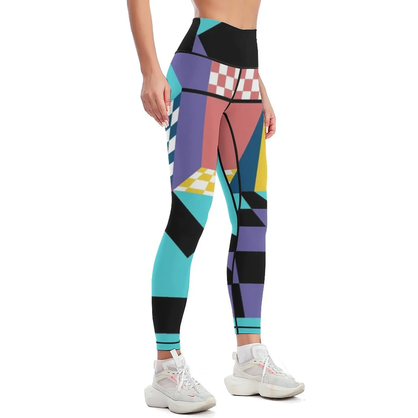 Color Background Unraveling Box Leggings jogging pants Tight fitting woman Training pants gym's clothing Womens Leggings