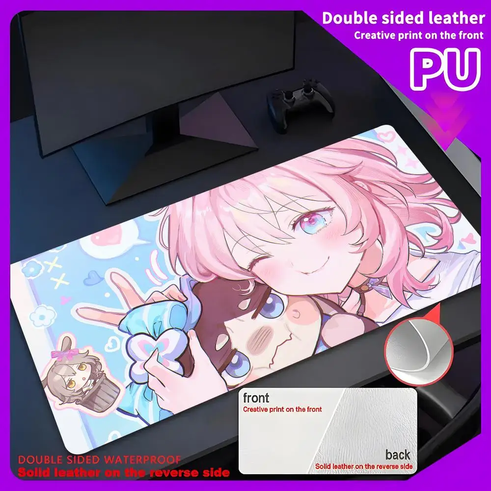 H-Honkai Star Rails display product image Mouse Pad PU Leather Desk Protector Mat Large Size Office Waterproof 80x40cm XXL Deskt