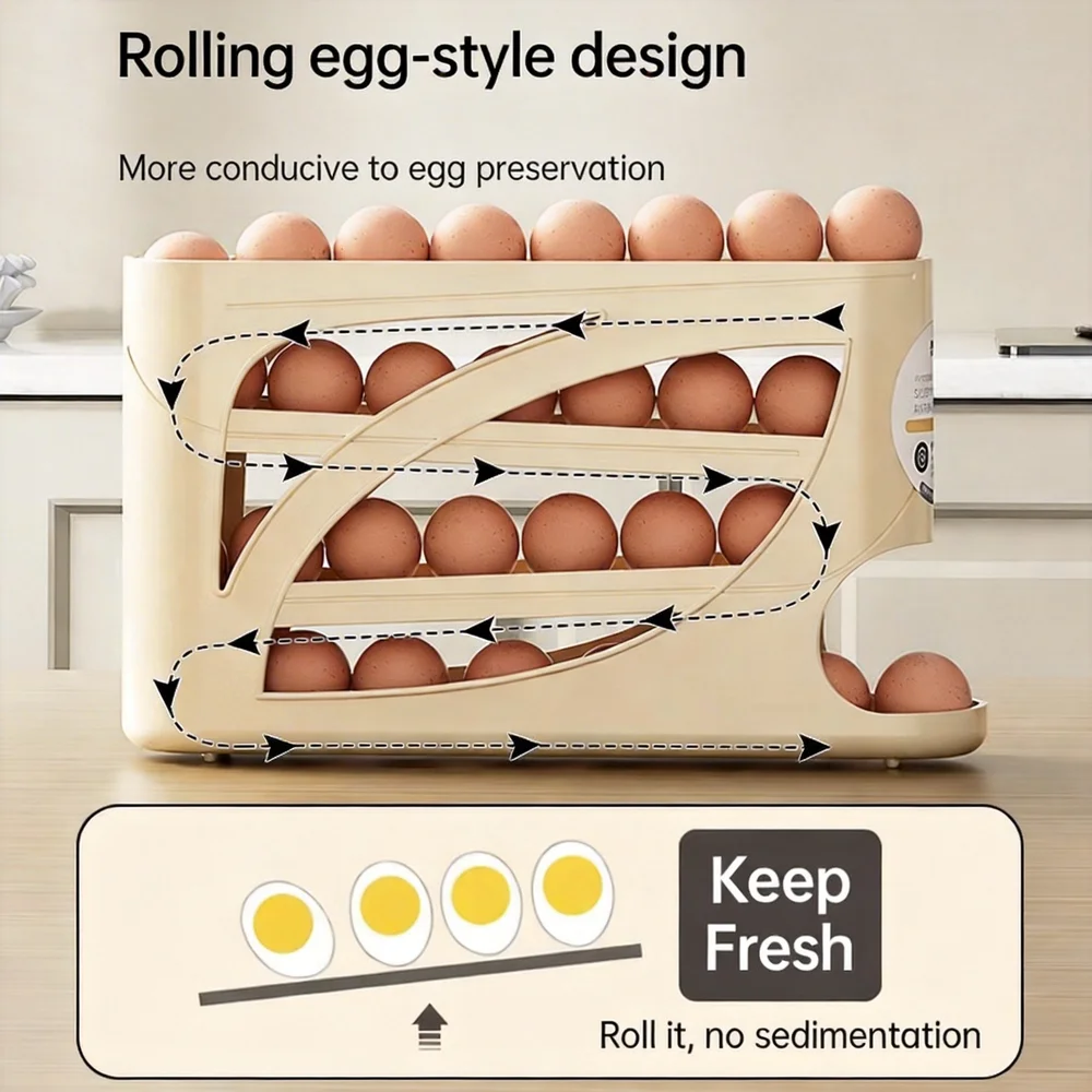 

Трехслойный выдвижной контейнер для яиц, пищевой органайзер для яиц на дверцу холодильника, сохраняющий свежесть