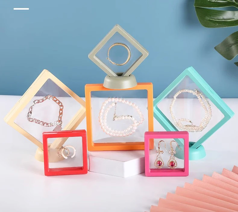 Bulk 3D Floating Frame Display Holder Stand Ornament Organizer Case Lot of 10 Travel Portable Suspended Gift Jewelry Storage Box