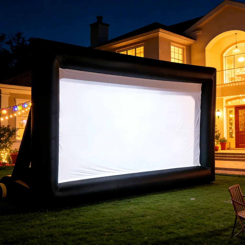 25FT PVC Waterproof Inflatable Screen, Durable Outdoor Movie & TV Projector Cinema Display, Event Banner