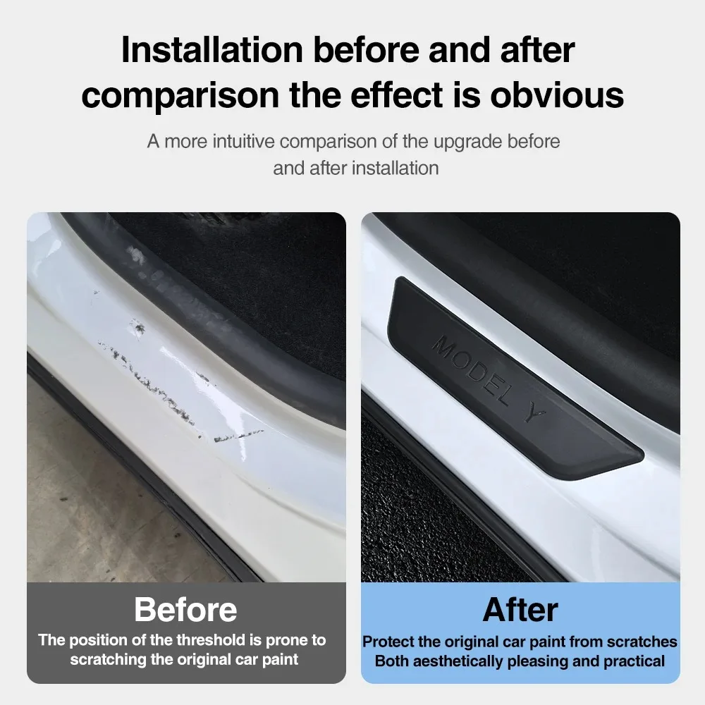 For Tesla Model 3 Pedal Protection Strip 4Pcs/Set Accessories Model Y Juniper Door Sill Decoration Wrap Cover 2020 - 2026 view 4