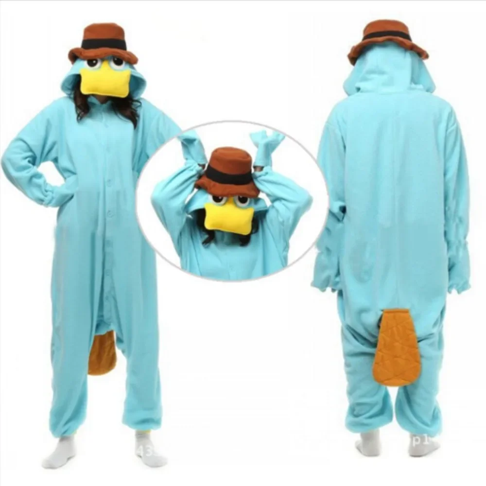 Unisex Perry The Platypus Costumes One Sies Monster Cosplay Pajamas Adult Pyjamas Animal Sleepwear Jumpsuit