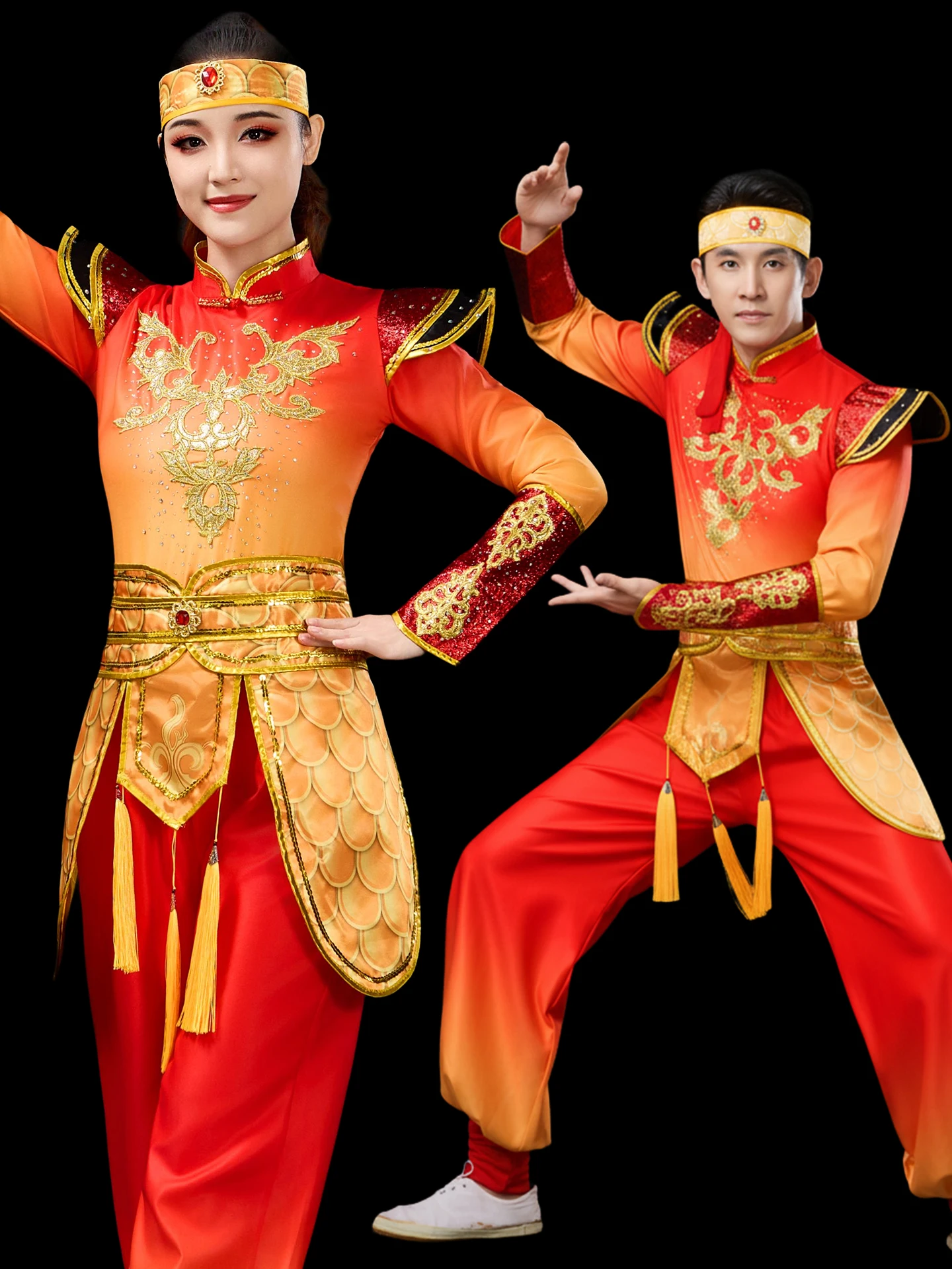 

Новинка 2026: Костюм для выступлений с барабанами для взрослых (женский и мужской) – Драконий поясной барабан, Ветряной барабан, Танцевальный гонг, Зимний сценический этнический костюм