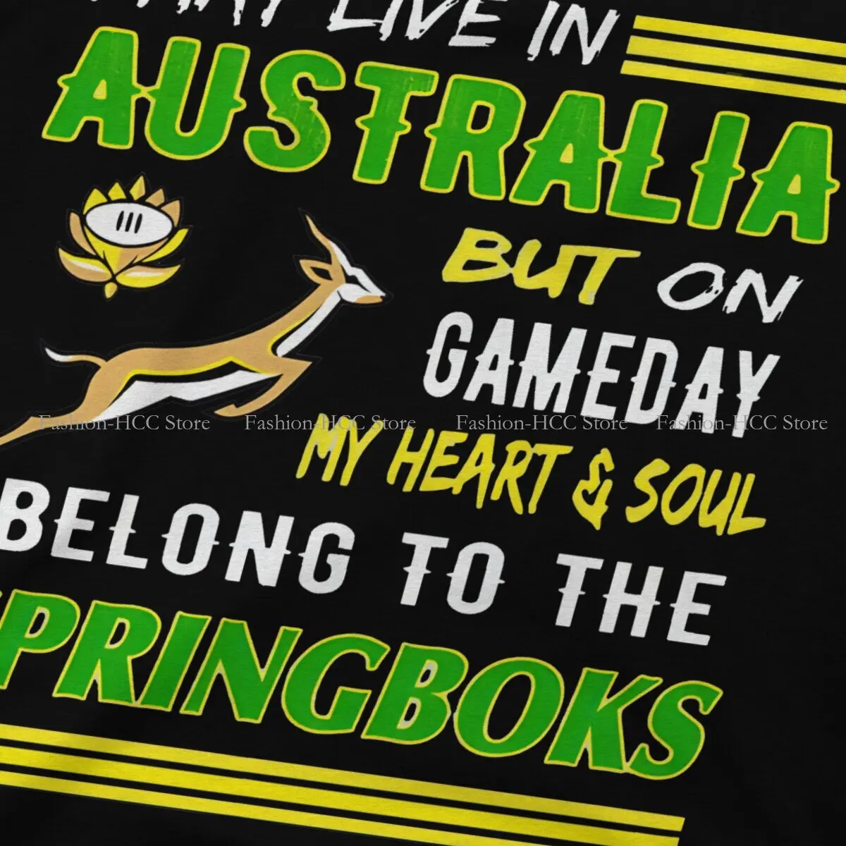 South Afric Springbok Rugby Live In Australia  Heart And Soul Tshirt Homme Men\'s Streetwear Blusas Polyester T Shirt For Men