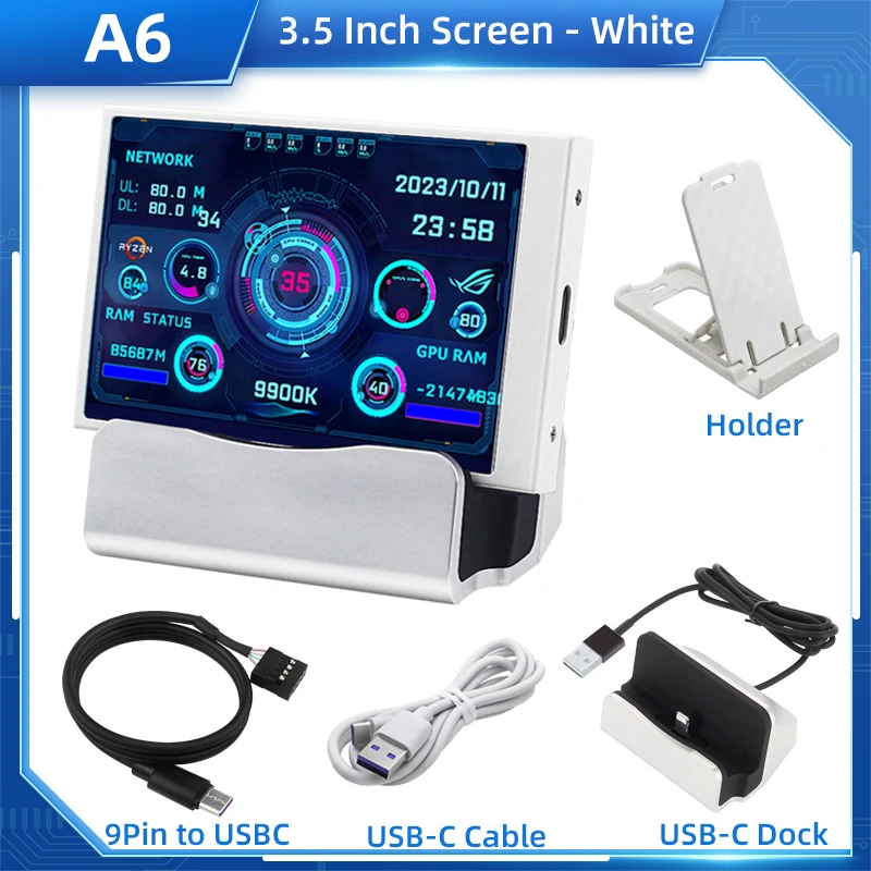 TURZX 3.5 / 5 インチ IPS USB セカンダリスクリーンコンピュータ CPU