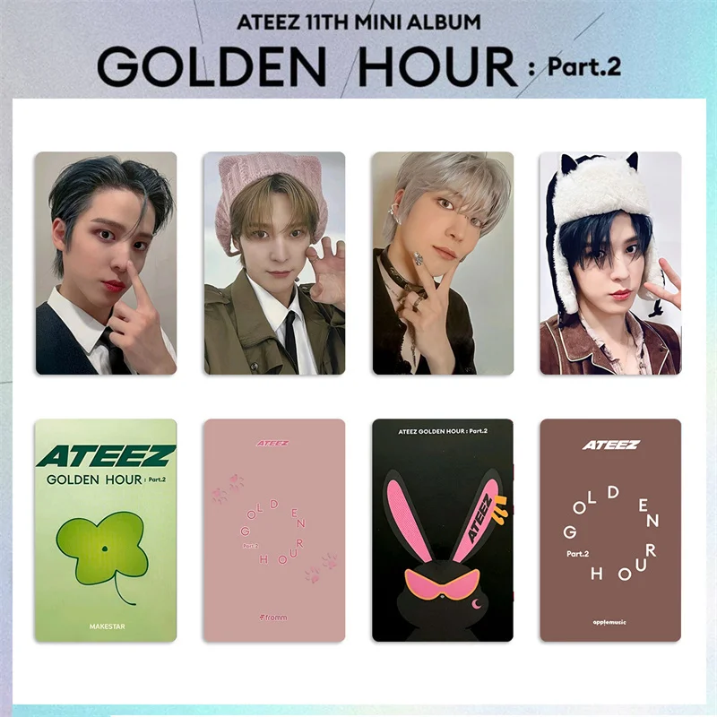 4pcs/set ATEEZ Album LOMO Card GOLDEN HOUR : Part.2 Postcard Photo