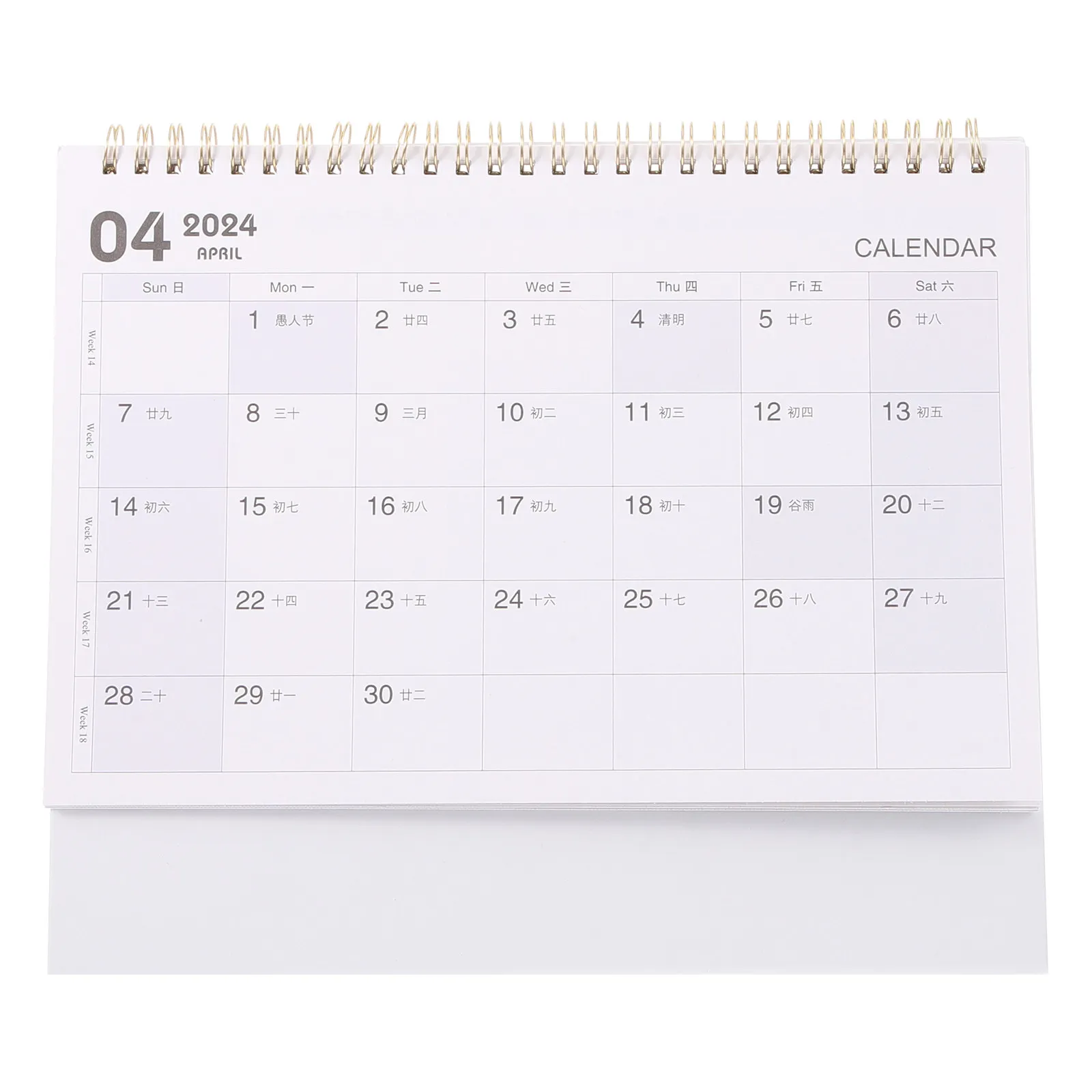 

2024 Desk Calendar Simple Paper Tabletop Calendar Lightweight Portable Standing Design for Office Home Study Decorative Desktop
