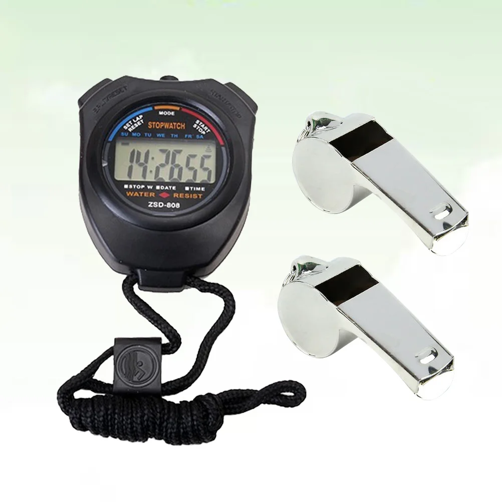 

808pcs Electronic Stopwatch Timer With Whistles Double Channel Sports Stopwatch For Referee School Athletic Racing Running