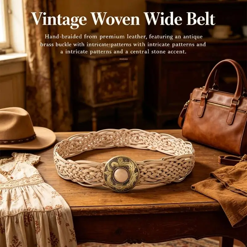 Elastic Woven Waistband Adjustable Waist Belt Waist Sash With Embossed Clasp Detail Easy Adjust Feature For Most Body Types Y166