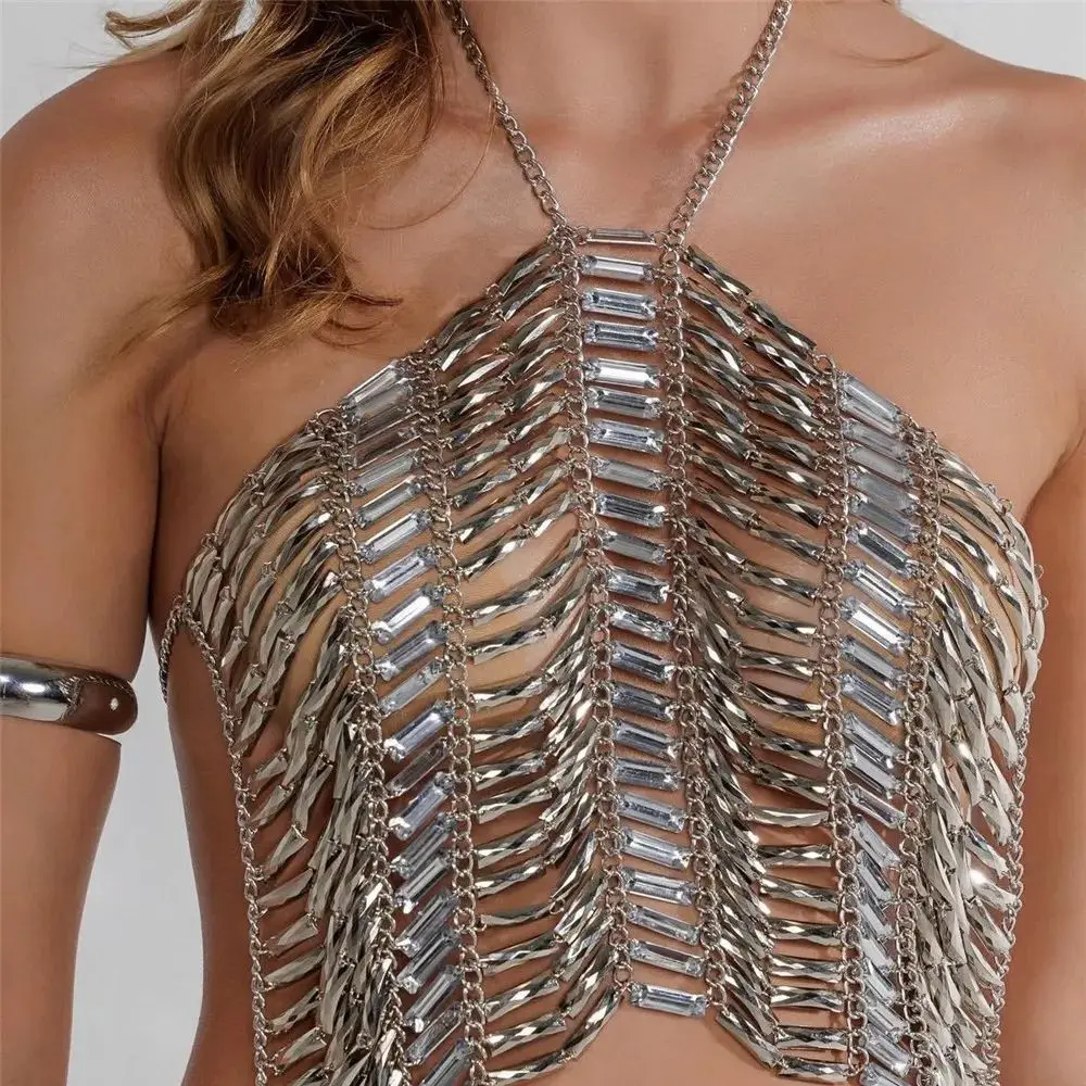 سلسلة جسم أكريليك عصرية متعددة الطبقات للنساء، سلسلة ترقوة مثيرة وفريدة من نوعها للحفلات والنوادي الليلية